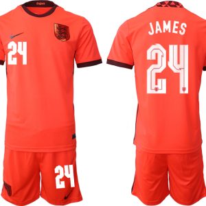 England Trikot Away Frauen EM 2022 Orange Trikotsatz Kurzarm + Kurze Hosen JAMES 24