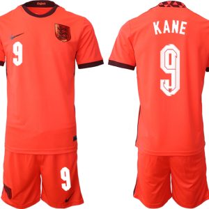 England Trikot Away Frauen EM 2022 Orange Trikotsatz Kurzarm + Kurze Hosen KANE 9