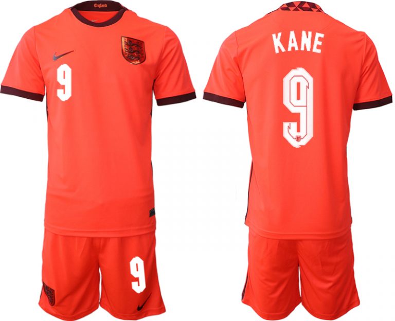 England Trikot Away Frauen EM 2022 Orange Trikotsatz Kurzarm + Kurze Hosen KANE 9