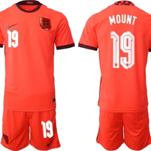 England Trikot Away Frauen EM 2022 Orange Trikotsatz Kurzarm + Kurze Hosen MOUNT 19