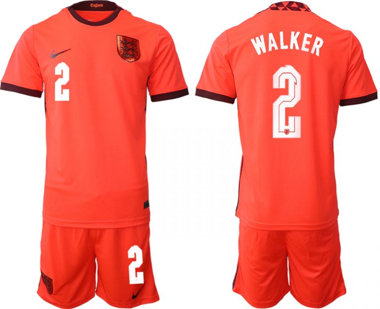 England Trikot Away Frauen EM 2022 Orange Trikotsatz Kurzarm + Kurze Hosen WALKER 2