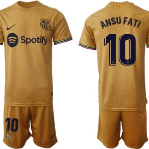 FC Barcelona 2022-23 Auswärtstrikot goldene Away Shirt für Herren ANSU FATI 10