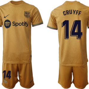 FC Barcelona 2022-23 Auswärtstrikot goldene Away Shirt für Herren CRUYFF 14