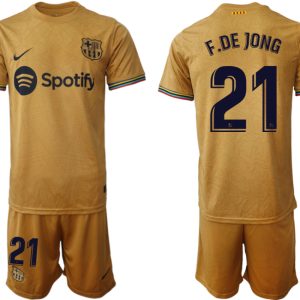 FC Barcelona 2022-23 Auswärtstrikot goldene Away Shirt für Herren F.DE JONG 21