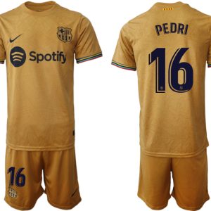 FC Barcelona 2022-23 Auswärtstrikot goldene Away Shirt für Herren KUN PEDRI 16