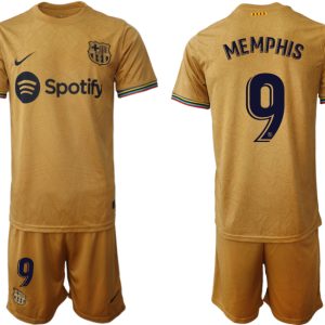 FC Barcelona 2022-23 Auswärtstrikot goldene Away Shirt für Herren MEMPHIS 9