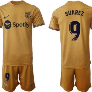 FC Barcelona 2022-23 Auswärtstrikot goldene Away Shirt für Herren SUAREZ 9