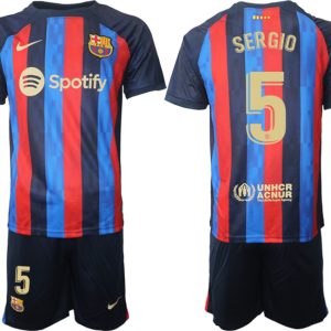 FC Barcelona 22/23 Heimtrikot dunkelblau Fußballtrikot für Herren SERGIO 5