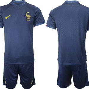 Frankreich Trikot WM 2022 Heimtrikot blau für Herren Kurzarm + Kurze Hosen