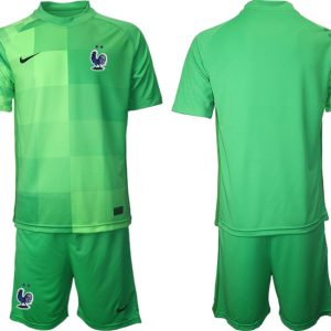 Frankreich Trikot WM 2022 Torwarttrikot grün Trikotsatz Kurzarm + Kurze Hosen