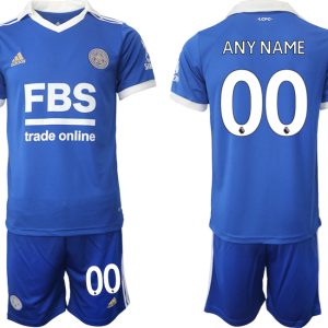 Fußballtrikot Herren Sale Leicester City 2022-23 Heimtrikot blau weiß Kurzarm + Kurze Hosen