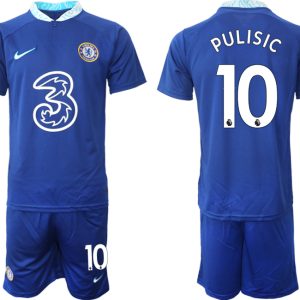 Fussballtrikots Günstig Chelsea FC 22-23 Heimtrikot blau für Herren Trikotsatz PULISIC 10