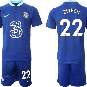 Fussballtrikots Günstig Chelsea FC 22-23 Heimtrikot blau für Herren Trikotsatz ZIYECH 22