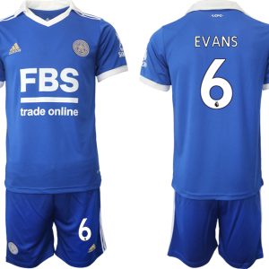 Fussballtrikots Günstig Leicester City 2022-23 Heimtrikot blau weiß Kurzarm + Kurze Hosen EVANS 6