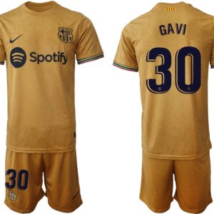 GAVI 30 FC Barcelona 2022-23 Auswärtstrikot goldene Away Shirt für Herren