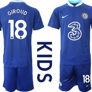 GIROUD 18 Chelsea FC 2022/23 Heimtrikot Blau Trikotsatz für Kinder FußballTrikot