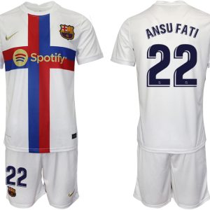 Günstig Fußballtrikots FC Barcelona 2022/23 Ausweichtrikot weiß für Herren ANSU FATI 22