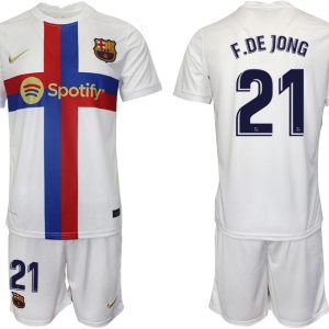 Günstig Fußballtrikots FC Barcelona 2022/23 Ausweichtrikot weiß für Herren F.DE JONG 21