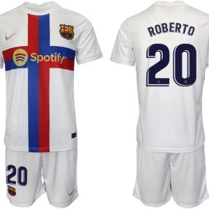 Günstig Fußballtrikots FC Barcelona 2022/23 Ausweichtrikot weiß für Herren ROBERTO 20