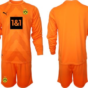 Herren Borussia Dortmund 2022-23 Torwarttrikot Orange Langarm + Kurze Hosen