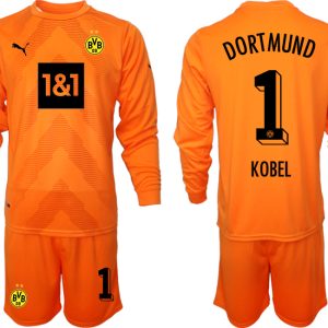 Herren Borussia Dortmund 2022-23 Torwarttrikot Orange Langarm + Kurze Hosen KOBEL 1