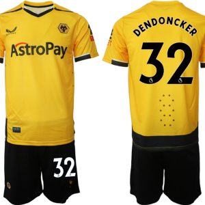 Herren Castore Wolverhampton Wanderers F.C. 2022-23 Heimtrikot Gelb Kurzarm + Kurze Hosen DENDONCKER 32