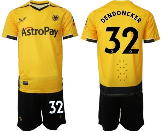 Herren Castore Wolverhampton Wanderers F.C. 2022-23 Heimtrikot Gelb Kurzarm + Kurze Hosen DENDONCKER 32