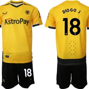 Herren Castore Wolverhampton Wanderers F.C. 2022-23 Heimtrikot Gelb Kurzarm + Kurze Hosen DIOGO J 18