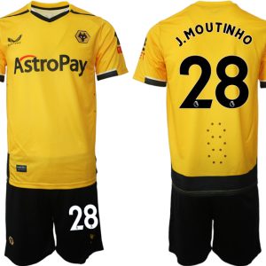 Herren Castore Wolverhampton Wanderers F.C. 2022-23 Heimtrikot Gelb Kurzarm + Kurze Hosen J.MOUTINHO 28