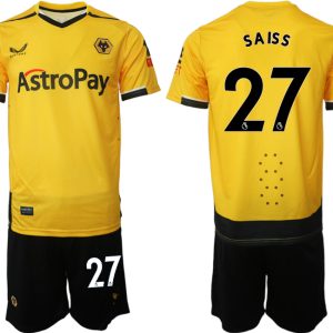 Herren Castore Wolverhampton Wanderers F.C. 2022-23 Heimtrikot Gelb Kurzarm + Kurze Hosen SAISS 27