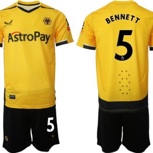 Herren Castore Wolverhampton Wanderers F.C. 2022-23 Heimtrikot Gelb Trikotsatz BENNETT 5