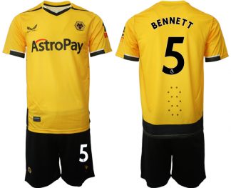 Herren Castore Wolverhampton Wanderers F.C. 2022-23 Heimtrikot Gelb Trikotsatz BENNETT 5