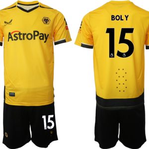 Herren Castore Wolverhampton Wanderers F.C. 2022-23 Heimtrikot Gelb Trikotsatz mit Aufdruck BOLY 15