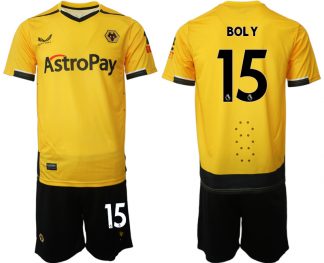 Herren Castore Wolverhampton Wanderers F.C. 2022-23 Heimtrikot Gelb Trikotsatz mit Aufdruck BOLY 15