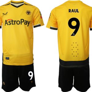 Herren Castore Wolverhampton Wanderers F.C. 2022-23 Heimtrikot Gelb Trikotsatz RAUL 9