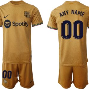 Herren FC Barcelona 2022-23 Auswärtstrikot goldene Away Shirt Fußball Trikot Outlet