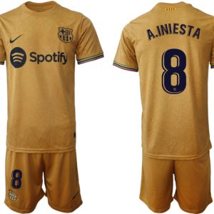 Herren FC Barcelona 2022-23 Auswärtstrikot goldene Away Shirt Fußballtrikots A.INIESTA 8