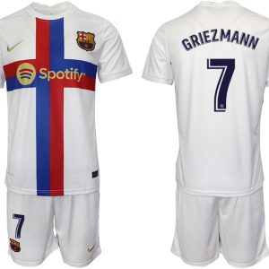 Herren FC Barcelona 2022/23 Ausweichtrikot weiß Fußballtrikots mit Aufdruck GRIEZMANN 7