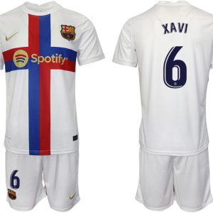 Herren FC Barcelona 2022/23 Ausweichtrikot weiß Fußballtrikots Set XAVI 6