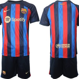 Herren FC Barcelona 22/23 Heimtrikot dunkelblau Fußballtrikots Set