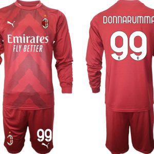 Herren Fußballtrikots AC Milan Goalkeeper 2022-23 rot Langarm + Kurze Hosen DONNARUMMA 99