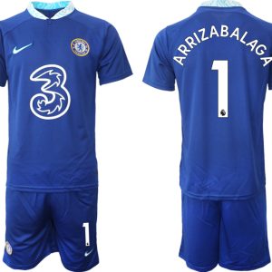 Herren Fussballtrikots Chelsea FC 22-23 Heimtrikot blau Kurzarm + Kurze Hosen ARRIZABALAGA 1