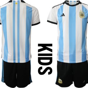 Kinder Argentinien Heimtrikot WM 2022 weiss blau Neuen Fußballtrikots