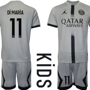 Kinder Fußball Trikot Paris Saint-Germain PSG 22-23 Auswärtstrikot Trikotsatz mit Aufdruck Di MARiA 11