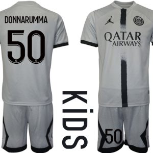 Kinder Fußball Trikot Paris Saint-Germain PSG 22-23 Auswärtstrikot Trikotsatz mit Aufdruck DONNARUMMA 50