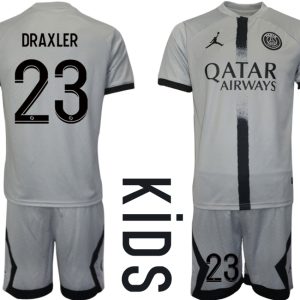 Kinder Fußball Trikot Paris Saint-Germain PSG 22-23 Auswärtstrikot Trikotsatz mit Aufdruck DRAXLER 23