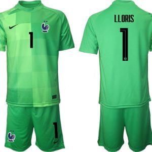 LLORIS 1 Frankreich Trikot WM 2022 Torwarttrikot grün Trikotsatz Kurzarm + Kurze Hosen