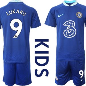 LUKAKU 9 Chelsea FC 2022/23 Kinder Heimtrikot Blau Kurzarm + Kurze Hosen