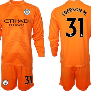 Manchester City Torwarttrikot für Herren 2022/23 langarm Orange Trikotsatz EDERSON M.31