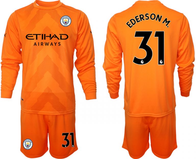 Manchester City Torwarttrikot für Herren 2022/23 langarm Orange Trikotsatz EDERSON M.31